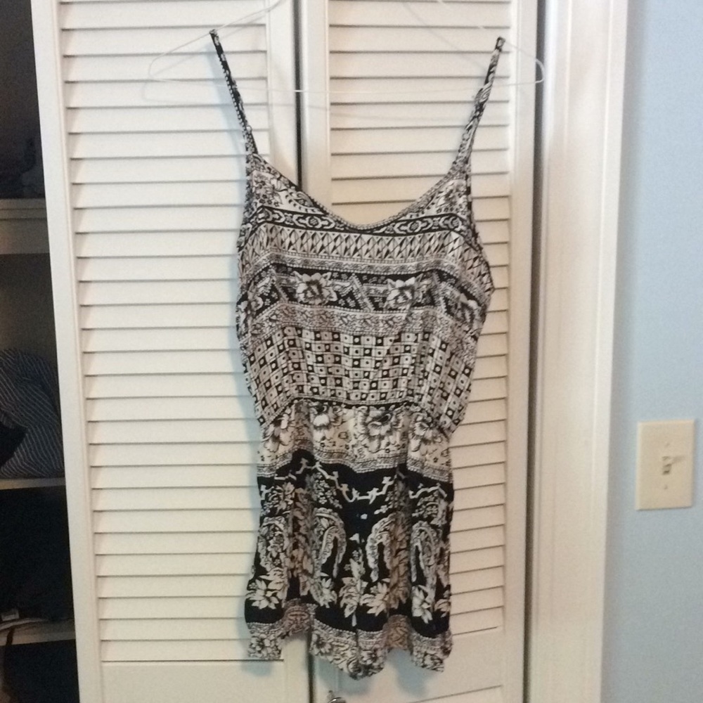 Black and white printed romper